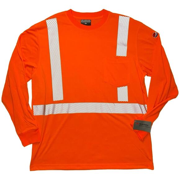 Long Sleeve High-Visibility Safety Shirt Orange Scotchlite Size Large Weargaurd - Picture 1 of 6